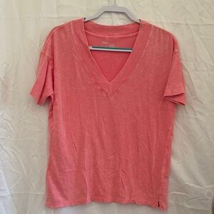 Aerie Coral Short Sleeve V-Neck Tee